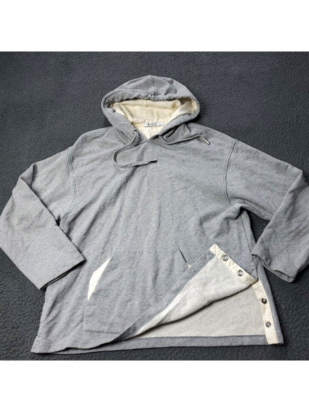 Alexander Wang Hoodie Mens S Small Gray Snap Button SAMPLE Sweatshirt Pocke